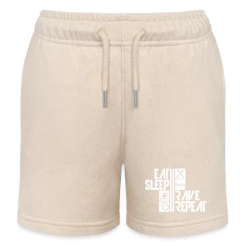 Eat Sleep Rave Repeat Essen Schlafen Raven Spruch - Kinder Organic Joggingshorts Mini Bolter von Stanley/Stella - Natur - Vorne