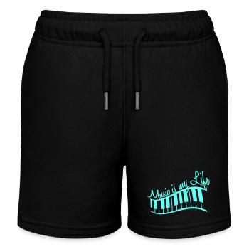 Music is my Life Text Keyboard Piano Love Party - Kinder Organic Joggingshorts Mini Bolter von Stanley/Stella - Schwarz - Vorne