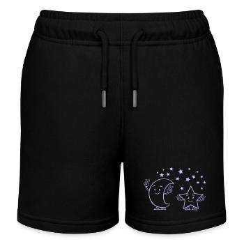 Moon and Stars Comic 01 - Kids Organic Sweat Shorts by Stanley/Stella - black - Front