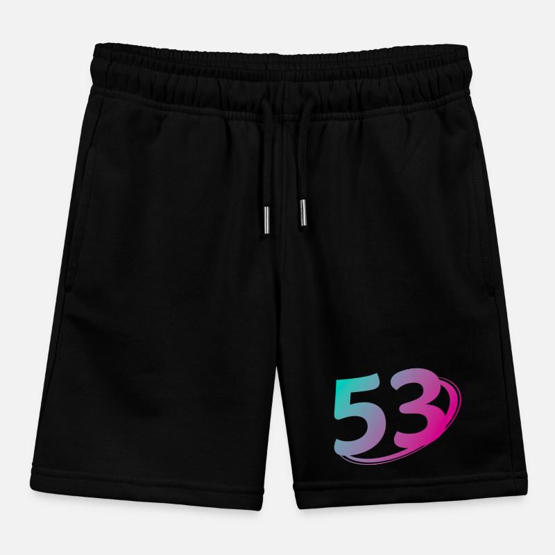 Number 53 multicolor Kids Organic Sweat Shorts by Stanley/Stella