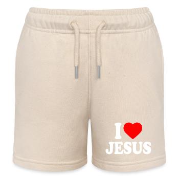 I love jesus - Short de jogging enfant bio Stanley/Stella - écru doux - Devant