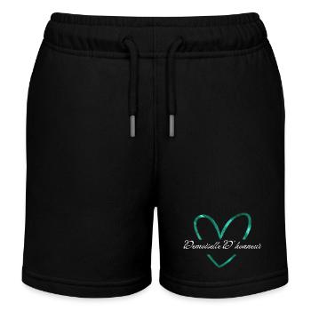 Brautjungfer mit glitzerndem grünem Herz - Kinder Organic Joggingshorts Mini Bolter von Stanley/Stella - Schwarz - Vorne