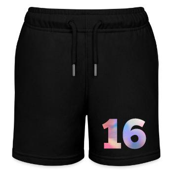 Numéro 16 coloré - Short de jogging enfant bio Stanley/Stella - noir - Devant