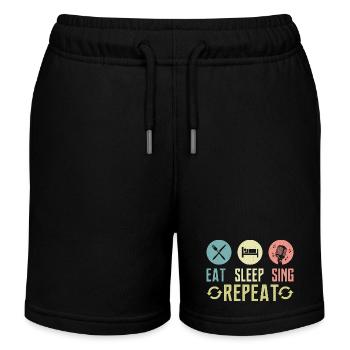 Eat Sleep Sing Repeat Singer Singing - Kinder Organic Joggingshorts Mini Bolter von Stanley/Stella - Schwarz - Vorne