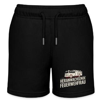 Heranwachsende Feuerwehrfrau – Geschenkidee - Kinder Organic Joggingshorts Mini Bolter von Stanley/Stella - Schwarz - Vorne
