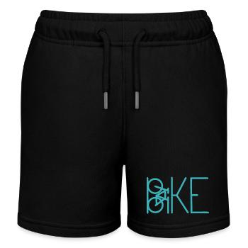 Teal Bicycle Lines Minimal Art - Kids Organic Sweat Shorts by Stanley/Stella - black - Front