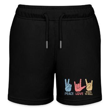 Peace Love Rock 'N Roll Music Guitar Rock Band - Kinder Organic Joggingshorts Mini Bolter von Stanley/Stella - Schwarz - Vorne