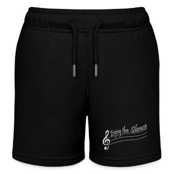 Enjoy The Silence Saying Calm Silence Introvert - Kids Organic Sweat Shorts by Stanley/Stella - black - Front