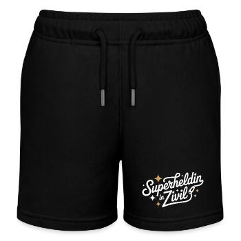 Superheroine In Civilian Superhero Superhero Costume - Kids Organic Sweat Shorts by Stanley/Stella - black - Front