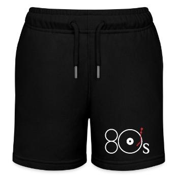 Retro Turntable Tonearm Minimalist Red DJ Gear Art - Kids Organic Sweat Shorts by Stanley/Stella - black - Front