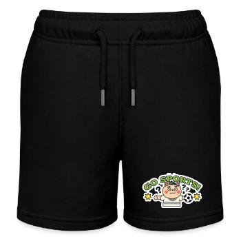 Witziger Fußball-Katzenaufkleber | Fußball-Fan-Tierkunst - Kinder Organic Joggingshorts Mini Bolter von Stanley/Stella - Schwarz - Vorne