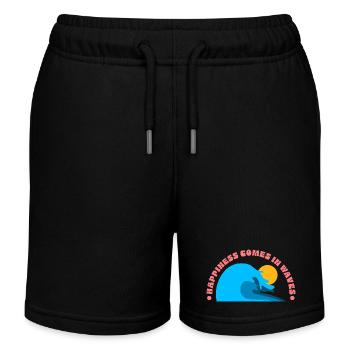 Happiness comes in waves - Kids Organic Sweat Shorts by Stanley/Stella - black - Front