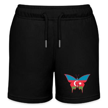 Azerbaijan Flag Butterfly - Kids Organic Sweat Shorts by Stanley/Stella - black - Front