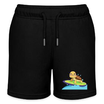 Kawaii Turtle Surfer - Cute Beach Design - Kids Organic Sweat Shorts by Stanley/Stella - black - Front