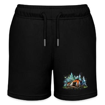 Camping atmosphere. A retro adventure. - Kids Organic Sweat Shorts by Stanley/Stella - black - Front