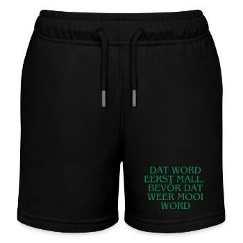 Plattdeutsch Ostfriesland "Dat word eerst mall" - Kinder Organic Joggingshorts Mini Bolter von Stanley/Stella - Schwarz - Vorne