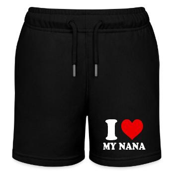 I Love My Nana Heart Funny Witty - Kids Organic Sweat Shorts by Stanley/Stella - black - Front