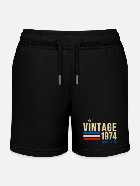 Vintage 1974 limited edition - Kids Organic Sweat Shorts by Stanley/Stella - black