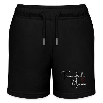 Témoin de la mariée cœur rouge - Short de jogging enfant bio Stanley/Stella - noir - Devant