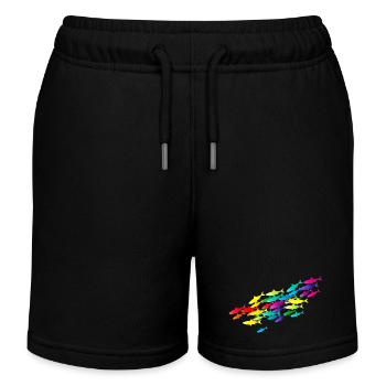 bunter Fisch Schwarm in leuchtenden Farben - Kinder Organic Joggingshorts Mini Bolter von Stanley/Stella - Schwarz - Vorne