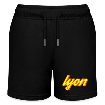 Lyon Retro Lettering Yellow - Kids Organic Sweat Shorts by Stanley/Stella - black - Front