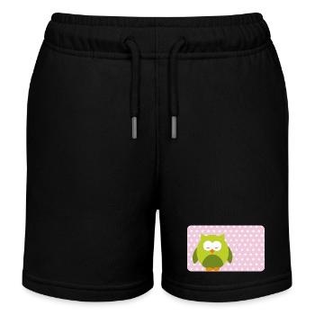 Drôle de hibou avec astérisque rose | Personnalisable - Short de jogging enfant bio Stanley/Stella - noir - Devant