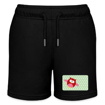 Drôle de hibou avec astérisque vert | Personnalisable - Short de jogging enfant bio Stanley/Stella - noir - Devant