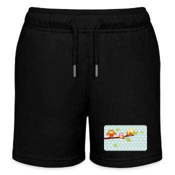 Petits hiboux avec astérisque menthe | Personnalisable - Short de jogging enfant bio Stanley/Stella - noir - Devant