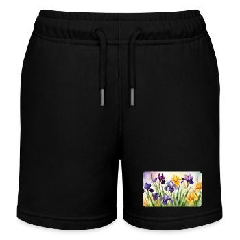 Iris Romantiques - Aquarelles - Short de jogging enfant bio Stanley/Stella - noir - Devant