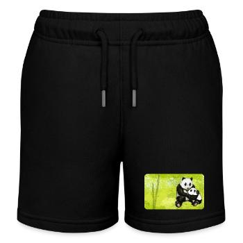 Maman Panda Ours avec Bébé Panda - Short de jogging enfant bio Stanley/Stella - noir - Devant