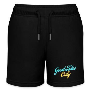 Good Tides Only Inspirational Lettering - Kids Organic Sweat Shorts by Stanley/Stella - black - Front