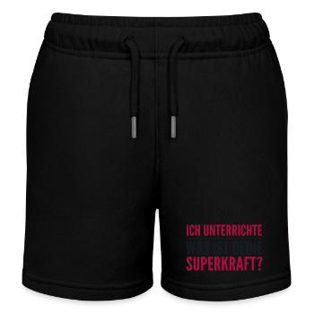 Ich unterrichte – was ist deine Superkraft? - Kinder Organic Joggingshorts Mini Bolter von Stanley/Stella - Schwarz - Vorne