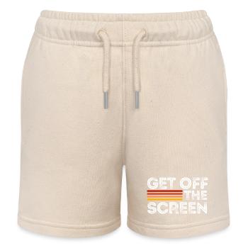 Get Off The Screen - Kids Organic Sweat Shorts by Stanley/Stella - soft Ecru - Front