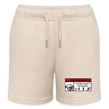 warning - Kids Organic Sweat Shorts by Stanley/Stella - soft Ecru - Front