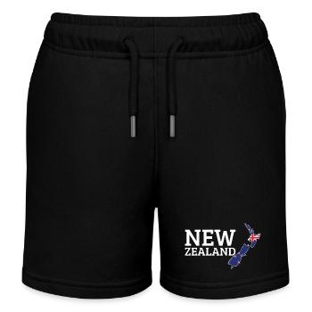 New Zealand Cool New Zealander Flag - Kids Organic Sweat Shorts by Stanley/Stella - black - Front
