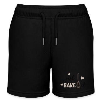 Just Bake It Funny Baking Lover Kitchen Tee - Kids Organic Sweat Shorts by Stanley/Stella - black - Front