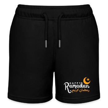 Ramadan Night Crescent Script - Kids Organic Sweat Shorts by Stanley/Stella - black - Front