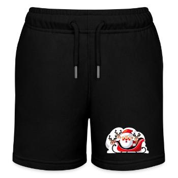 Weihnachts-Santa im Schlitten mit Rentieren - Kinder Organic Joggingshorts Mini Bolter von Stanley/Stella - Schwarz - Vorne