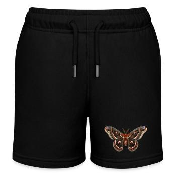 Cecropia Moth Hyalophora cecropia - Kids Organic Sweat Shorts by Stanley/Stella - black - Front