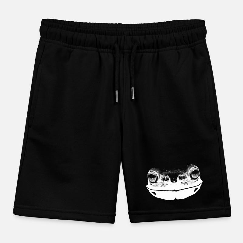 Frog / Face / Head / Portrait / White Kids Organic Sweat Shorts by Stanley/Stella