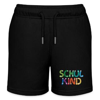 Schulkind 2026 Schule Einschulung Schulanfang - Kinder Organic Joggingshorts Mini Bolter von Stanley/Stella - Schwarz - Vorne