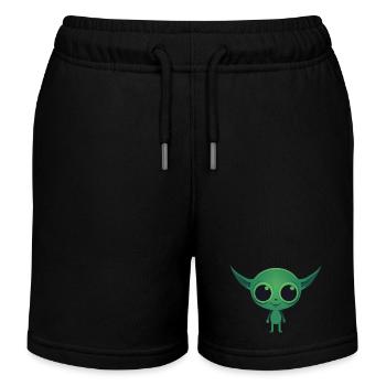 Cute green alien - Kids Organic Sweat Shorts by Stanley/Stella - black - Front
