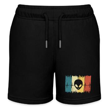 Vintage Alien Heartbeat - Kids Organic Sweat Shorts by Stanley/Stella - black - Front