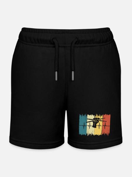 Vintage-Herzschlagmusik-Schlagzeuger - Kinder Organic Joggingshorts Mini Bolter von Stanley/Stella - Schwarz