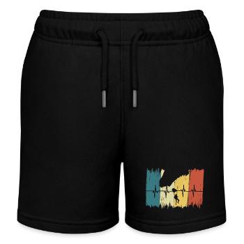 Vintage Parachute Heartbeat - Kids Organic Sweat Shorts by Stanley/Stella - black - Front