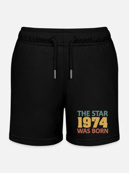 The Star 1974 was born – 50th birthday 1974 - Kids Organic Sweat Shorts by Stanley/Stella - black