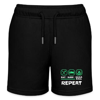 Eat Sleep Gaga Ball Repeat - Kids Organic Sweat Shorts by Stanley/Stella - black - Front
