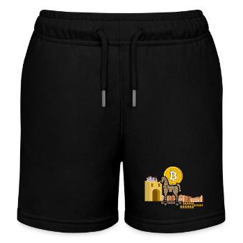 "Bitcoin Trojan: Ancient Crypto Invasion"|BTC gift - Kids Organic Sweat Shorts by Stanley/Stella - black - Front