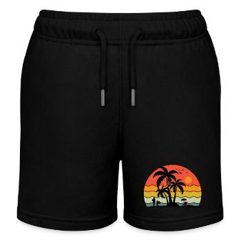 Sonnenuntergang Palmen Silhouette Retro 80er Jahre Vintage - Kinder Organic Joggingshorts Mini Bolter von Stanley/Stella - Schwarz - Vorne