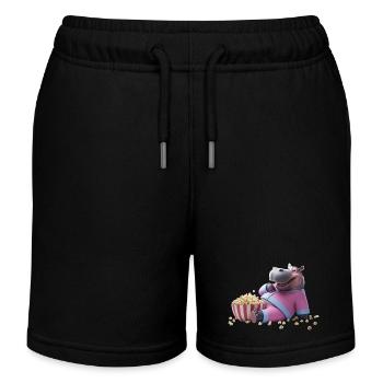 Nilpferd mit Popcorn - Kinder Organic Joggingshorts Mini Bolter von Stanley/Stella - Schwarz - Vorne